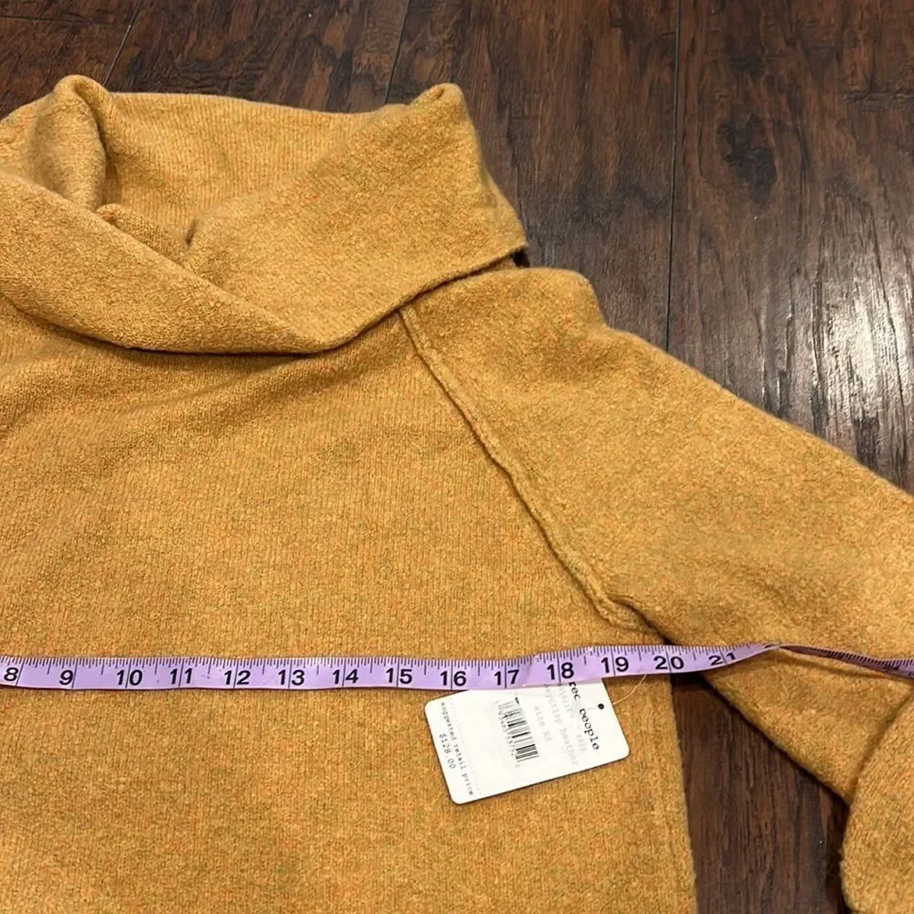 Free People Echo Beach Pullover XS mustard orange-yellow sweater Off-Shoulder - Picture 9 of 12